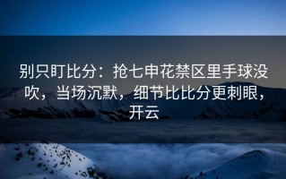 别只盯比分：抢七申花禁区里手球没吹，当场沉默，细节比比分更刺眼，开云